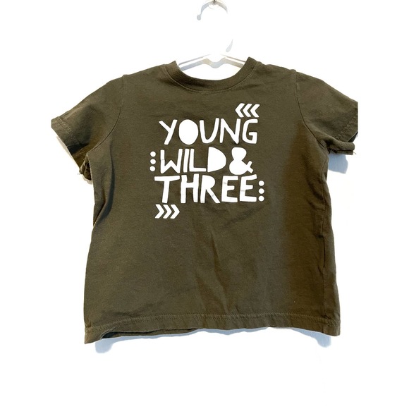 Rabbit Skins short sleeve t-shirt. Green. Young Wild & Three. Size 3. - Picture 1 of 4